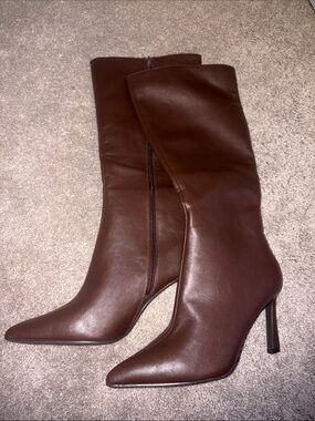 Shein Brown Pointed-Toe High Heel Knee Boots - Women size 10